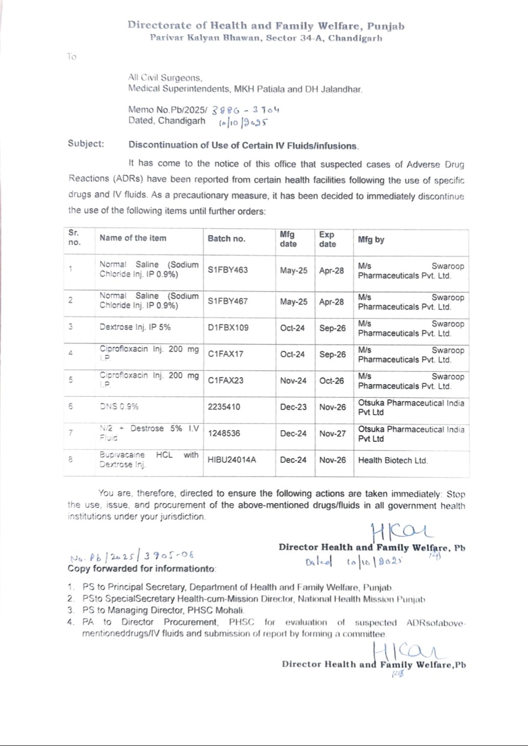 ਸਿਹਤ ਤੇ ਪਰਿਵਾਰ ਭਲਾਈ ਵਿਭਾਗ ਦਾ ਸਰਕਾਰੀ ਹਸਪਤਾਲਾਂ ਵਿਚ ਮਿਲਣ ਵਾਲੀਆਂ ਦਵਾਈਆਂ ਤੇ ਵੱਡਾ ਐਕਸ਼ਨ